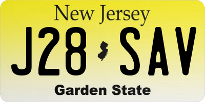 NJ license plate J28SAV