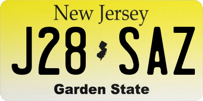NJ license plate J28SAZ
