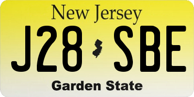 NJ license plate J28SBE