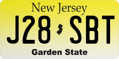 NJ license plate J28SBT