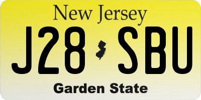 NJ license plate J28SBU