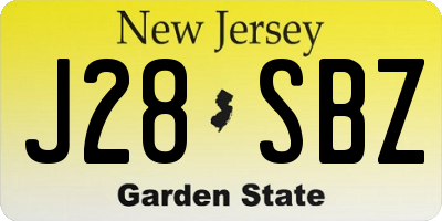 NJ license plate J28SBZ