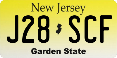NJ license plate J28SCF