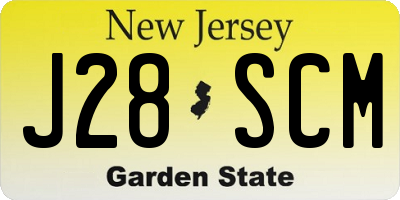 NJ license plate J28SCM