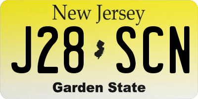 NJ license plate J28SCN