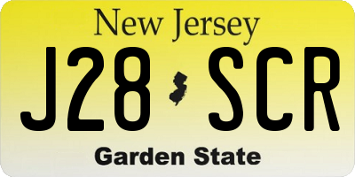 NJ license plate J28SCR