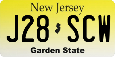 NJ license plate J28SCW