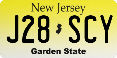 NJ license plate J28SCY