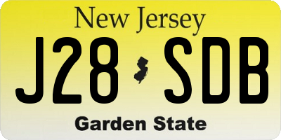 NJ license plate J28SDB