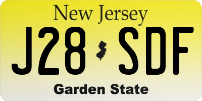 NJ license plate J28SDF