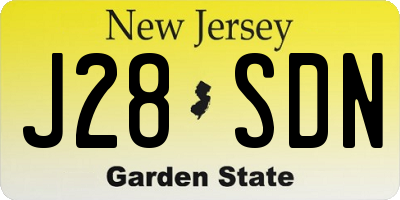 NJ license plate J28SDN