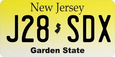 NJ license plate J28SDX