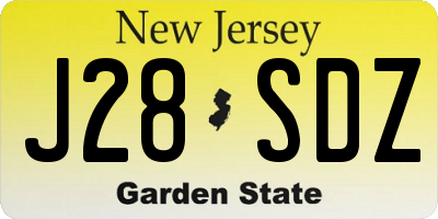 NJ license plate J28SDZ
