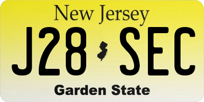 NJ license plate J28SEC