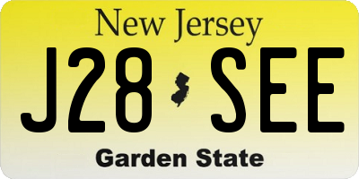 NJ license plate J28SEE