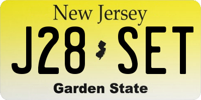 NJ license plate J28SET