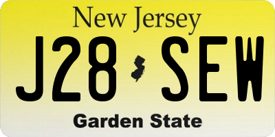 NJ license plate J28SEW