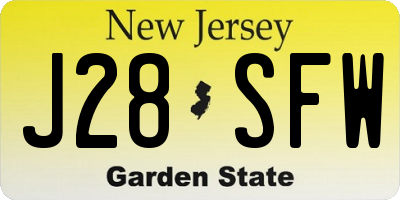 NJ license plate J28SFW