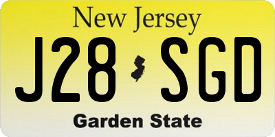 NJ license plate J28SGD