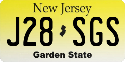 NJ license plate J28SGS