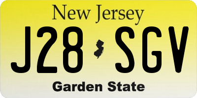 NJ license plate J28SGV