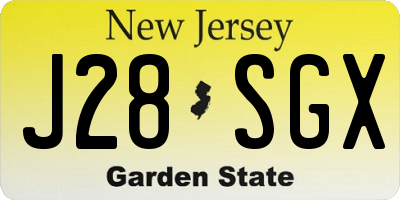 NJ license plate J28SGX