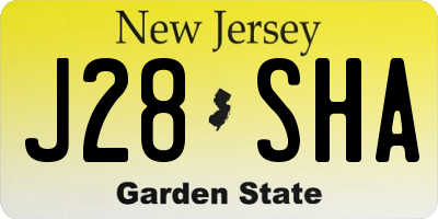 NJ license plate J28SHA