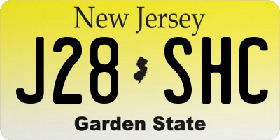 NJ license plate J28SHC