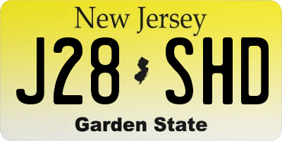 NJ license plate J28SHD