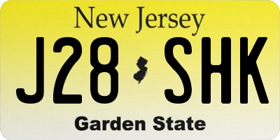 NJ license plate J28SHK