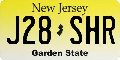 NJ license plate J28SHR