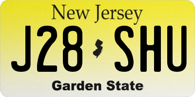 NJ license plate J28SHU
