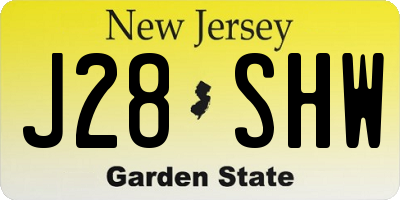 NJ license plate J28SHW