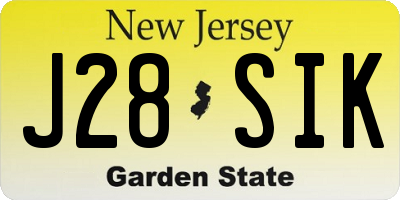 NJ license plate J28SIK