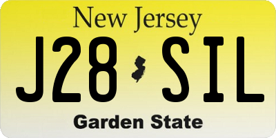 NJ license plate J28SIL