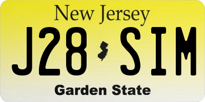 NJ license plate J28SIM