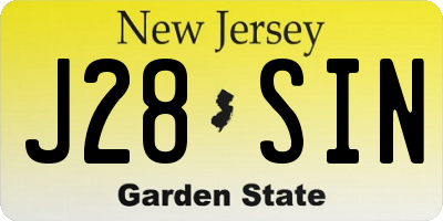 NJ license plate J28SIN