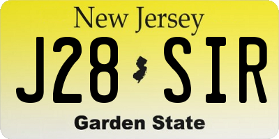 NJ license plate J28SIR