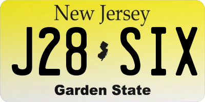 NJ license plate J28SIX