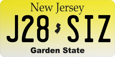 NJ license plate J28SIZ