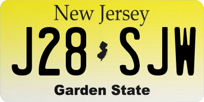 NJ license plate J28SJW