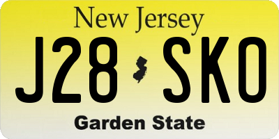 NJ license plate J28SKO
