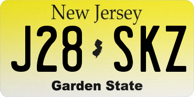 NJ license plate J28SKZ