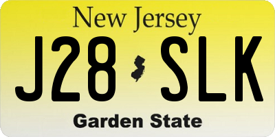 NJ license plate J28SLK