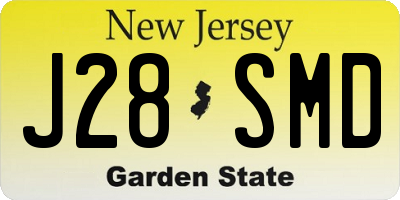 NJ license plate J28SMD