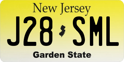 NJ license plate J28SML