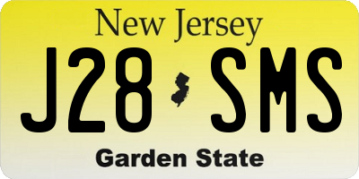 NJ license plate J28SMS