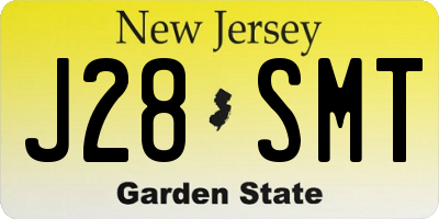 NJ license plate J28SMT