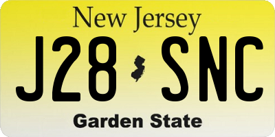 NJ license plate J28SNC