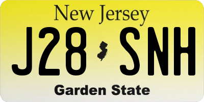 NJ license plate J28SNH